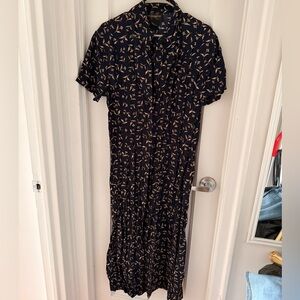 Navy Blue Patterned Women's Dress